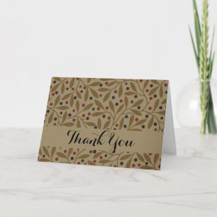 Carte De Remerciements Leaf Berry Classique Colorful Art Motif