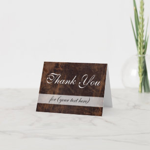 Carte De Remerciements LeatherLook Brown/Merci exécutif blanc personnalis