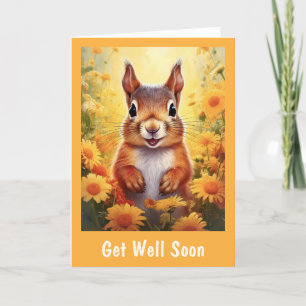 Carte De Remerciements L'écureuil animal mignon dans les fleurs se bien b