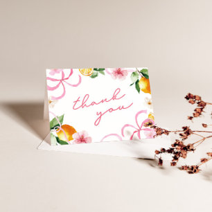 Carte De Remerciements Lemon & Bows Baby Shower Fille Fantaisiste