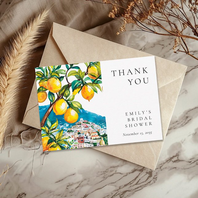 Carte De Remerciements Lemon Citrus Côte d'Amalfi Italien Shower de Marié (Créateur téléchargé)