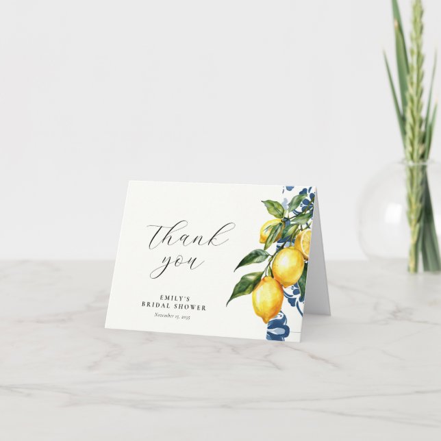 Carte De Remerciements Lemon Citrus Positano Fête de Mariage Italienne (Devant)