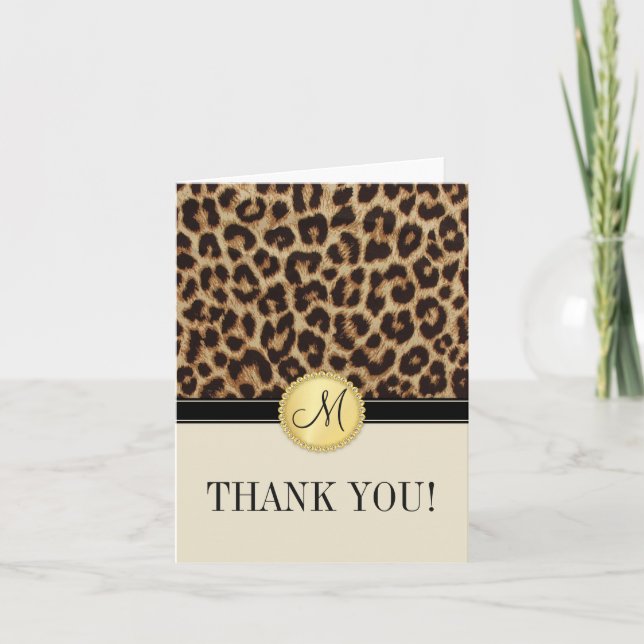 Carte De Remerciements Léopard Skin monogram Thank You Cards (Devant)