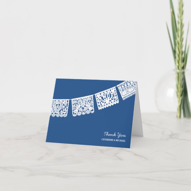 Carte de remerciements l'épousant du bleu | de (Devant)