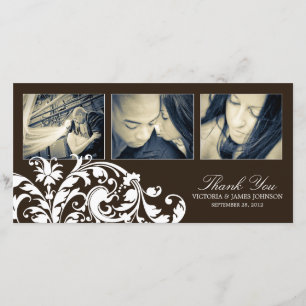 CARTE DE REMERCIEMENTS L'ÉPOUSANT NOIR ET BLANC DU