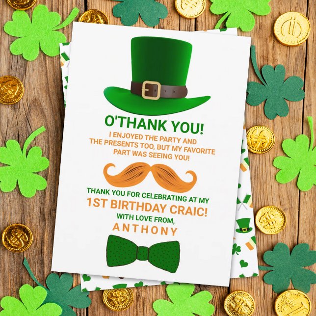 Carte De Remerciements Leprechaun moderne St. Patrick's Any Age Anniversa (Créateur téléchargé)