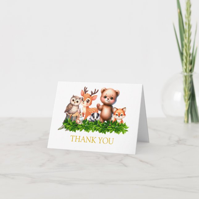 Carte De Remerciements Les animaux de forêt mignons (Devant)