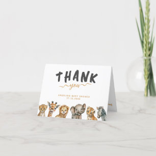 Carte De Remerciements Les animaux Safari sauvage un Baby shower moderne