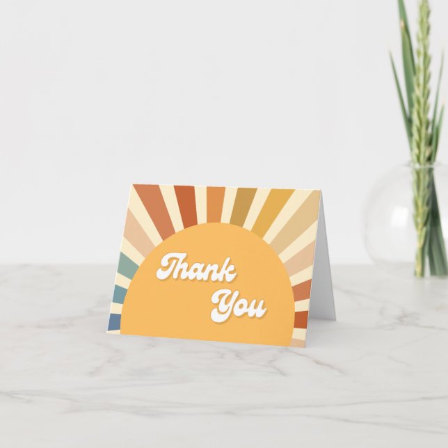 Carte De Remerciements les années 70 Baby shower Bohemian Douche Boho Sun (Devant)