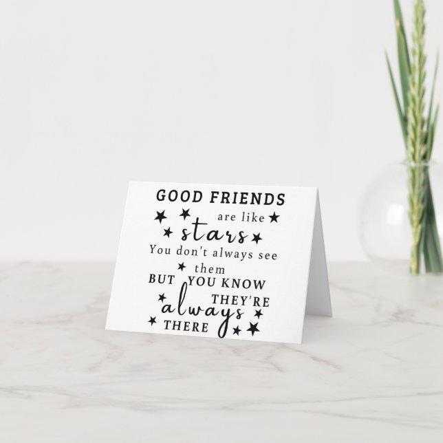 Carte De Remerciements Les Bons Amis Sont Comme Les Étoiles : Amitié Cita (Devant)
