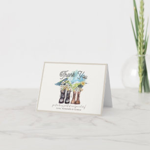 Carte De Remerciements Les bottes de randonnée pour la douche de couples
