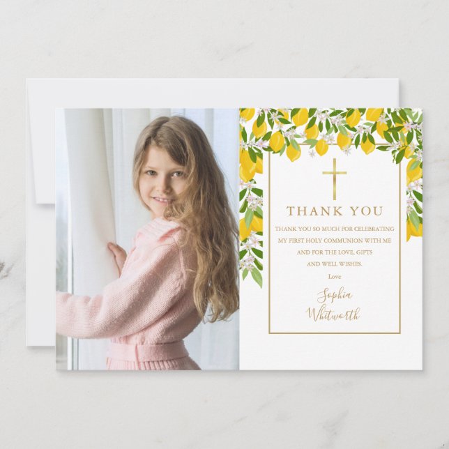 Carte De Remerciements Les citrons fleurissent la verdure Première Sainte (Devant)