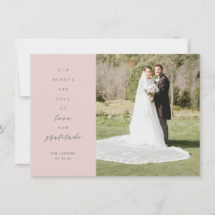 Carte De Remerciements Les coeurs sont pleins deux photo Blush Grey Maria
