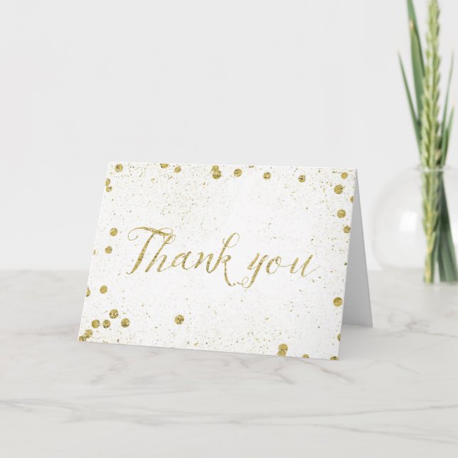 Carte De Remerciements Les confettis d'étincelle d'or pointillent le (Devant)