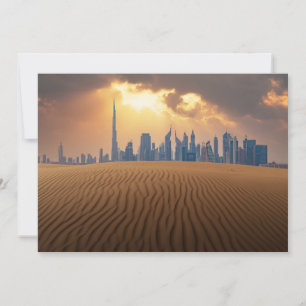 Carte De Remerciements Les déserts   Vue Skyline de Dubaï depuis la dune 
