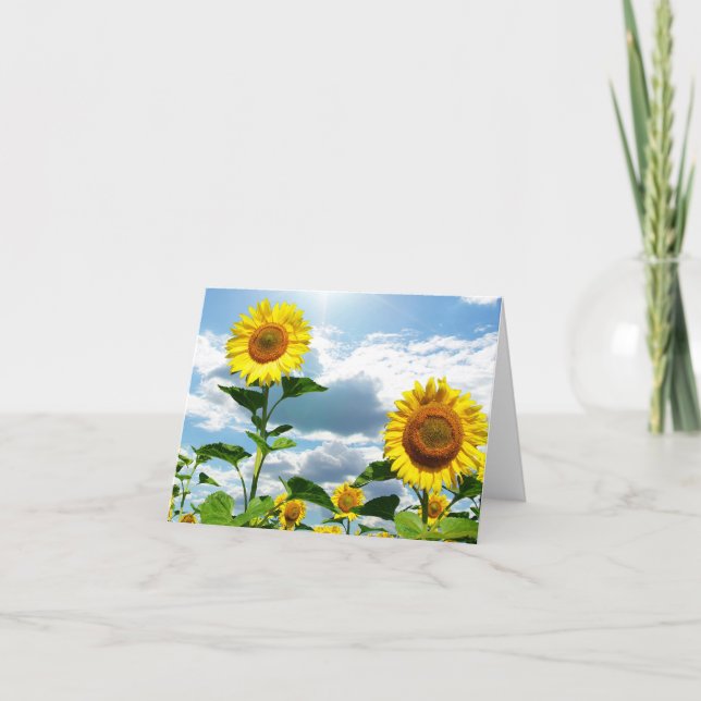 Carte De Remerciements Les fleurs de tournesol jaunes qui pensent à vous, (Devant)