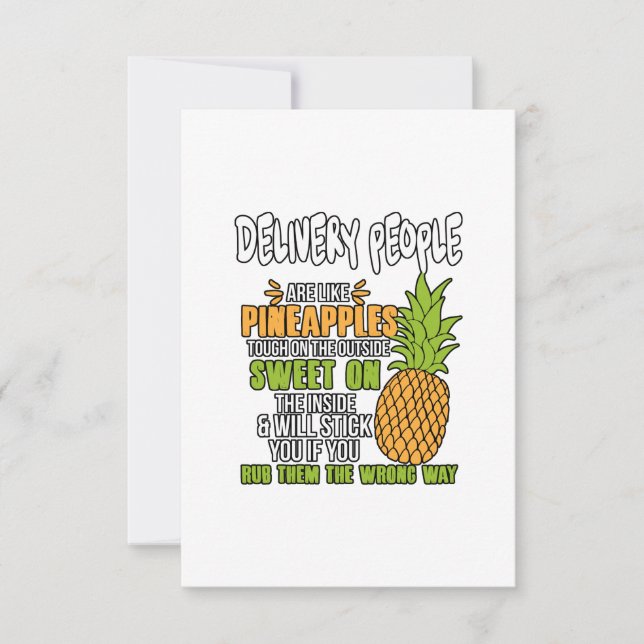 Carte De Remerciements Les Livreurs Sont Comme Des Ananas. (Devant)