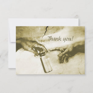 Carte De Remerciements Les mains de Dieu et Adam Fine Art Parodie