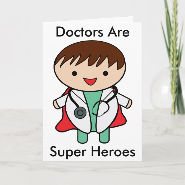 Carte De Remerciements Les médecins sont de super héros (Devant)
