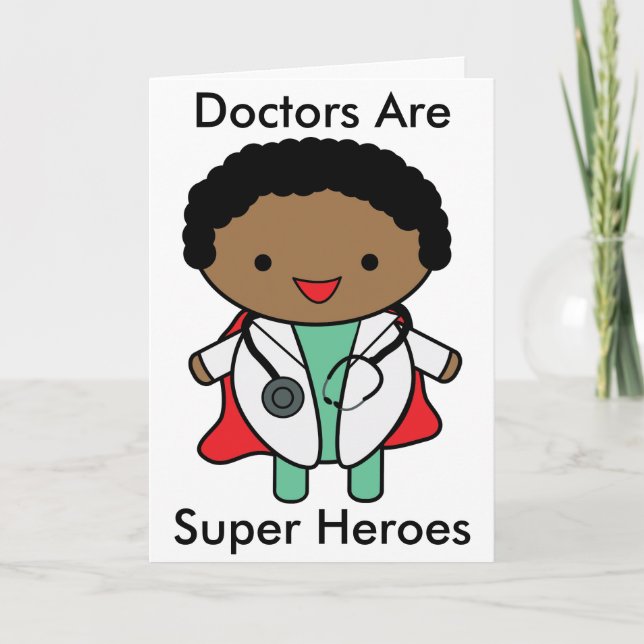 Carte De Remerciements Les médecins sont de super héros Noir Personnalise (Devant)