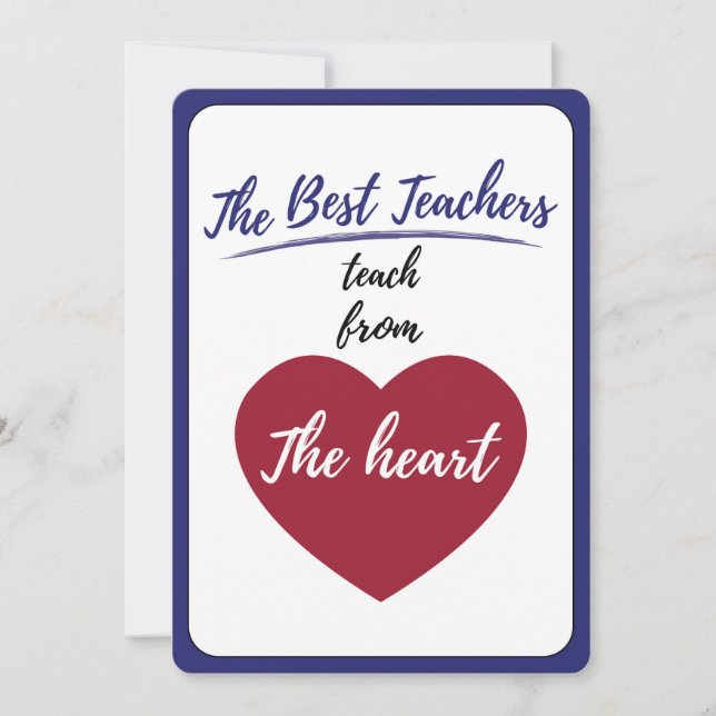 Carte De Remerciements Les meilleurs professeurs enseignent du coeur Merc (Devant)