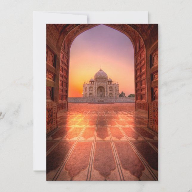 Carte De Remerciements Les monuments | Taj Mahal, Inde au coucher du sole (Devant)