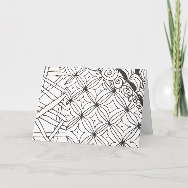 Carte De Remerciements Les motifs Abstraits blanc et noir sont à noter. (Devant)