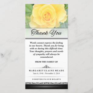 Carte De Remerciements Les mots rose jaune ne peuvent pas Express la cart