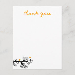 Carte De Remerciements Les oiseaux simples sur la branche d'arbre vous