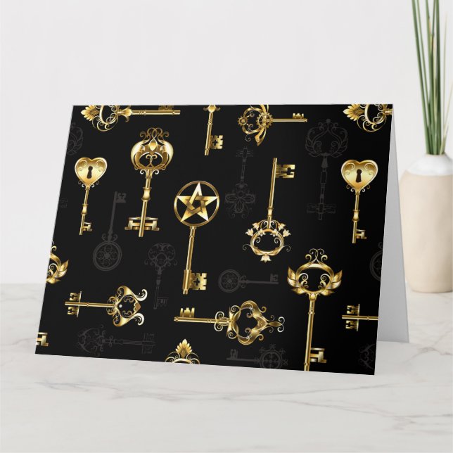 Carte De Remerciements Les Patters de Seamless avec Golden Keys (Devant)