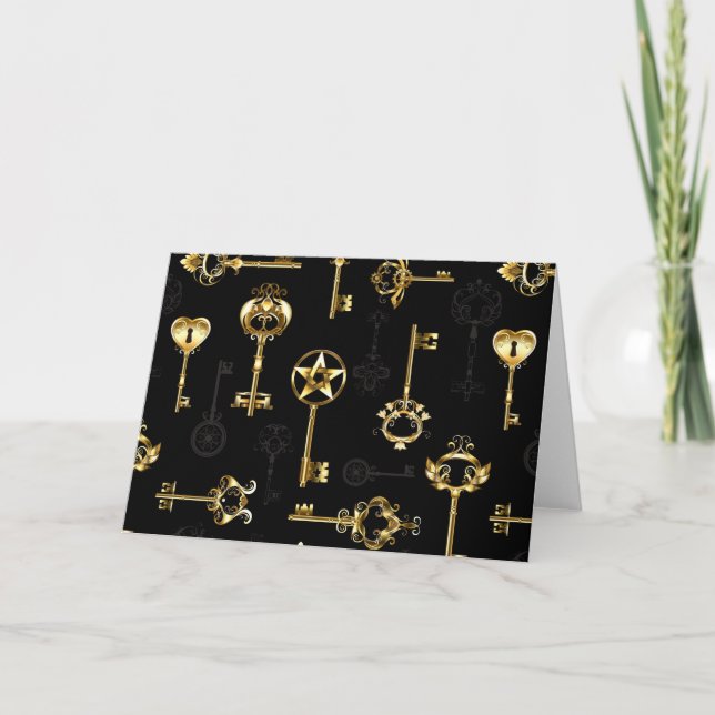 Carte De Remerciements Les Patters de Seamless avec Golden Keys (Devant)