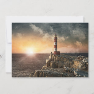 Carte De Remerciements Les phares   Phare rouge et blanc