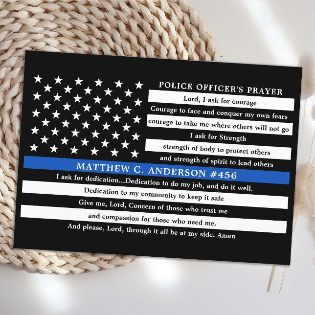 Carte De Remerciements Les policiers prient Personnalisée Ligne Bleue Min (Créateur téléchargé)