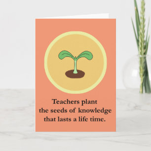 Carte De Remerciements Les professeurs plantent les graines du cadeau de