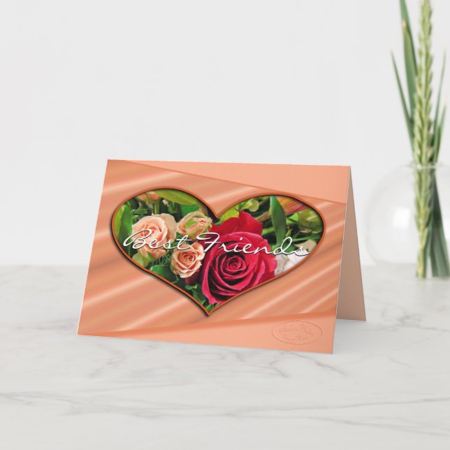 Carte De Remerciements Les roses et les meilleurs amis de coeurs cardent (Devant)