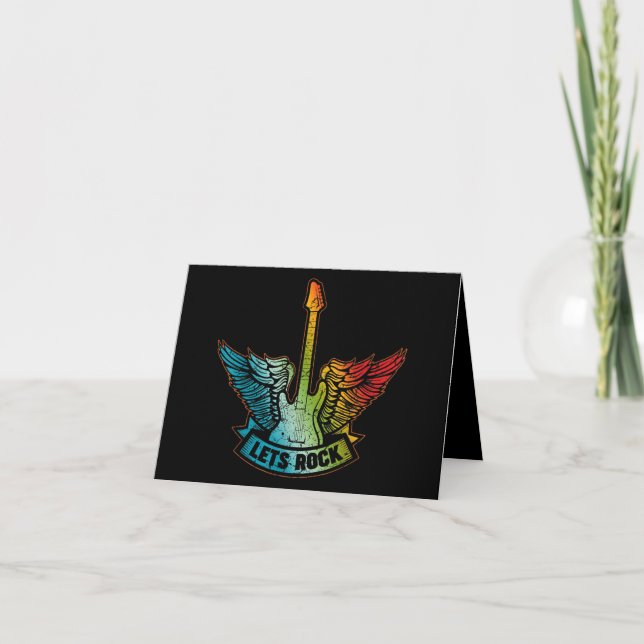 Carte De Remerciements Let's Rock Legend Rock and Roll Music Guitar (Devant)