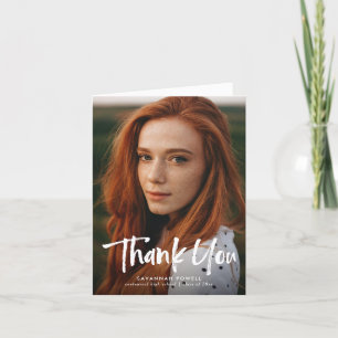 Carte De Remerciements Lettrage moderne simple 3 photo graduation pliée