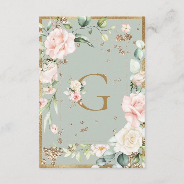 Carte De Remerciements LETTRE AQUATICOLE G MOULET Floral (Devant)