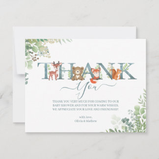 Carte De Remerciements LETTRE BOUTIQUE Baby shower DES OISEAUX