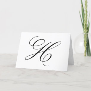 Carte De Remerciements Lettre calligraphie H Monogramme Mariage