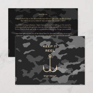 Carte De Remerciements Lettre Camo de Fête des pères de pêche amusante