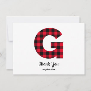 Carte De Remerciements LETTRE CLASSIQUE BALLON PLAT G Mariage Monogramme