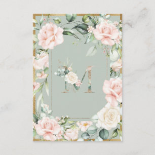 Carte De Remerciements LETTRE ÉLÉGANTE M MOULINE Aquarelle Florale Verte
