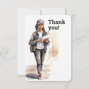 CARTE DE REMERCIEMENTS LETTRE FÉMININE PERSONNALISÉE PORTEUSE