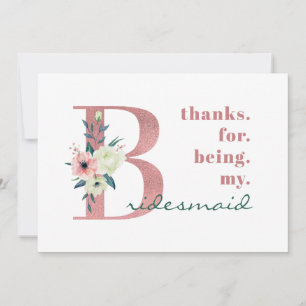Carte De Remerciements LETTRE Mariage Pink Floral