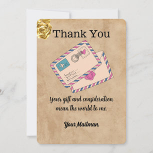 Carte De Remerciements Lettre mentale Transporteur Mailman Postal Mail Tr