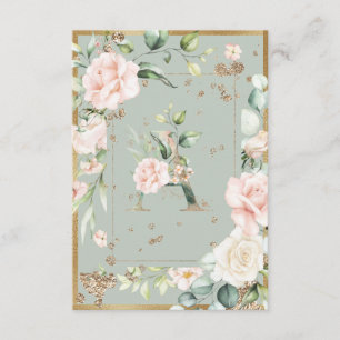 Carte De Remerciements Lettre monogramme A Vert Floral Elégant Aquarelle