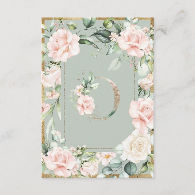Carte De Remerciements LETTRE MONOGRAPHIQUE L Élégant Sage Vert Floral (Devant)