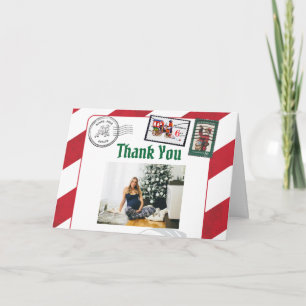 Carte De Remerciements Lettre père Noël Postmark Pôle Nord Reindeer Photo