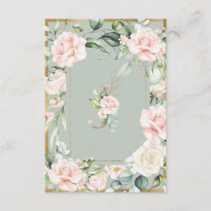 Carte De Remerciements LETTRE Rose MOYENNE MOYENNE SÂTRE VERTE J Florale
